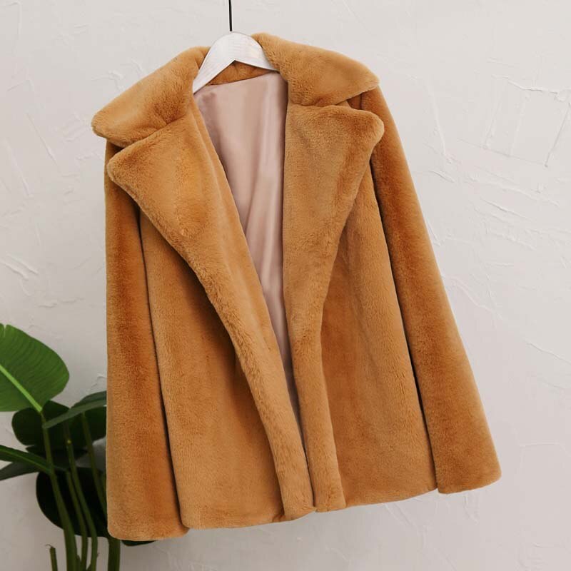 flowersverse Best Look In  Winter Women Faux Fur Coat Ins Popular Fake Fur Jacket Women Thick Warm Soft Rex Rabbit Fur Overcoat Outerwear