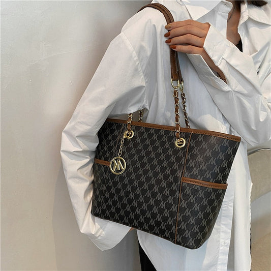 flowersverse Back to school Letters Print Luxury Designer Large Tote Handbags For Women Trends Fashion Brand Office Ladies Chain Shoulder Bags