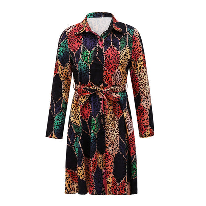 flowersverse Hirigin Women Printed Long Sleeve Dress Casual Bandage Mini A-Line Dresses   Party Summer Feminias Vestidos Women Clothes