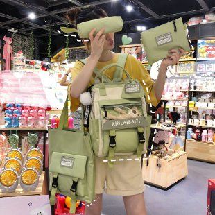 flowersverse 5 Piece Set High School Backpack Bags For Teenage Girls Canvas Laptop Backpack School Bag Travel Backpack Women Bookbags