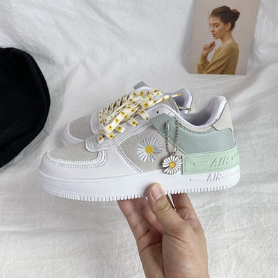 flowersverse New Fashion Summer Increased Outdoor Small White Women Flats Shoes Macarons Color Comfortable Breathable Sneakers