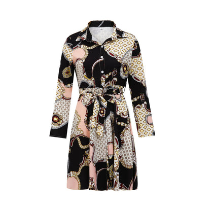 flowersverse Hirigin Women Printed Long Sleeve Dress Casual Bandage Mini A-Line Dresses   Party Summer Feminias Vestidos Women Clothes