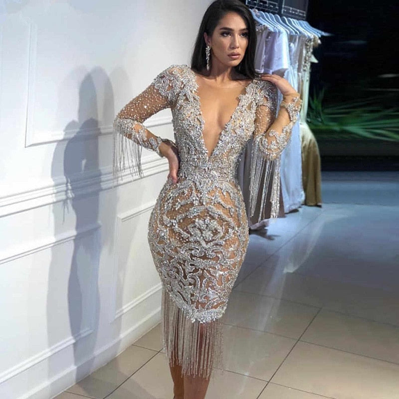 flowersverse Luxury Evening Dresses Long Woman Gown   Sequins Robe De Soir Parties Plus Size Bride Dress Prom Party Gowns