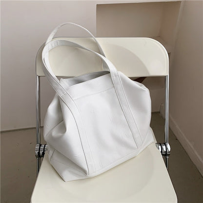 flowersverse Back to school Large Capacity Soft Tote Shoulder Bags For Women Summer Trends Fashion Solid Color Big Ladies Handbags White Green