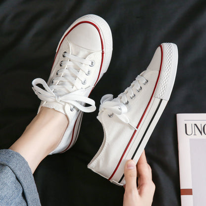 flowersverse  Low-cut Canvas Shoes for Women  Autumn New Fashion Vulcanized Shoes female Flats Casual Sneakers Lace-Up Little White Shoes