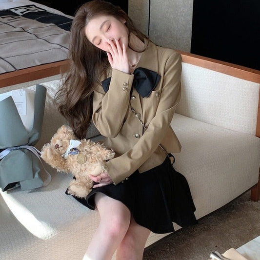 flowersverse Autumn Winter Vintage Jacket Women Warm Short Y2K Casual Bomber Jacket Coat Female Button High Street Korean Wool Coat  New