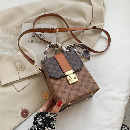 flowersverse Back to school Vinage Print Designer Box Mini Women Handbags Trends Short Handle Brand Scarf Phone Ladies Shoulder Crossbody Bags