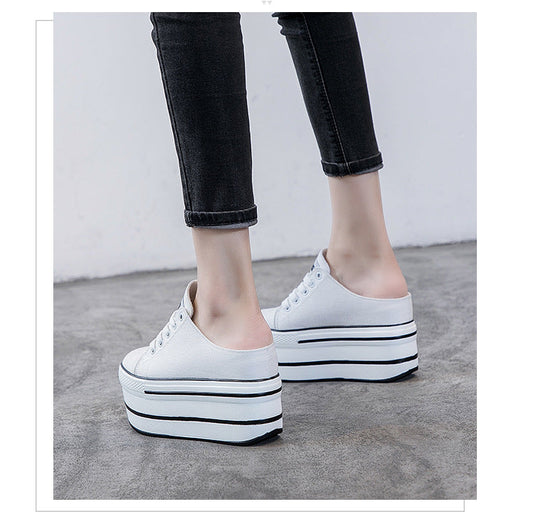 flowersverse  Casual Shoes Slippers Women Canvas Shoes Fashion Breathable Platform Wedge Heel Women Slipper Sneakers Mules Sandals Slide