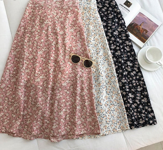 flowersverse Back to school outfit Woman Skirt  Summer New Korean Ins Fashion Temperament Gentle Vintage Floral Slim Versatile High Waist Female Skirt