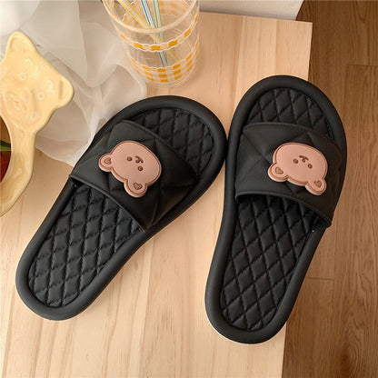 flowersverse Bear Slippers Women Kawaii Shoes Flip Flops Sandals Summer Home Soft Anime Casual Flat Bathroom Slides