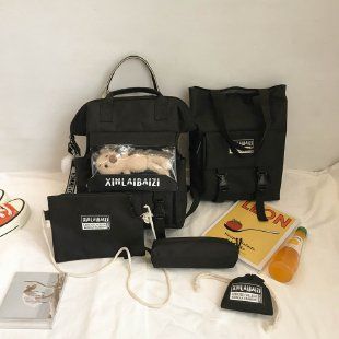 flowersverse 5 Piece Set High School Backpack Bags For Teenage Girls Canvas Laptop Backpack School Bag Travel Backpack Women Bookbags