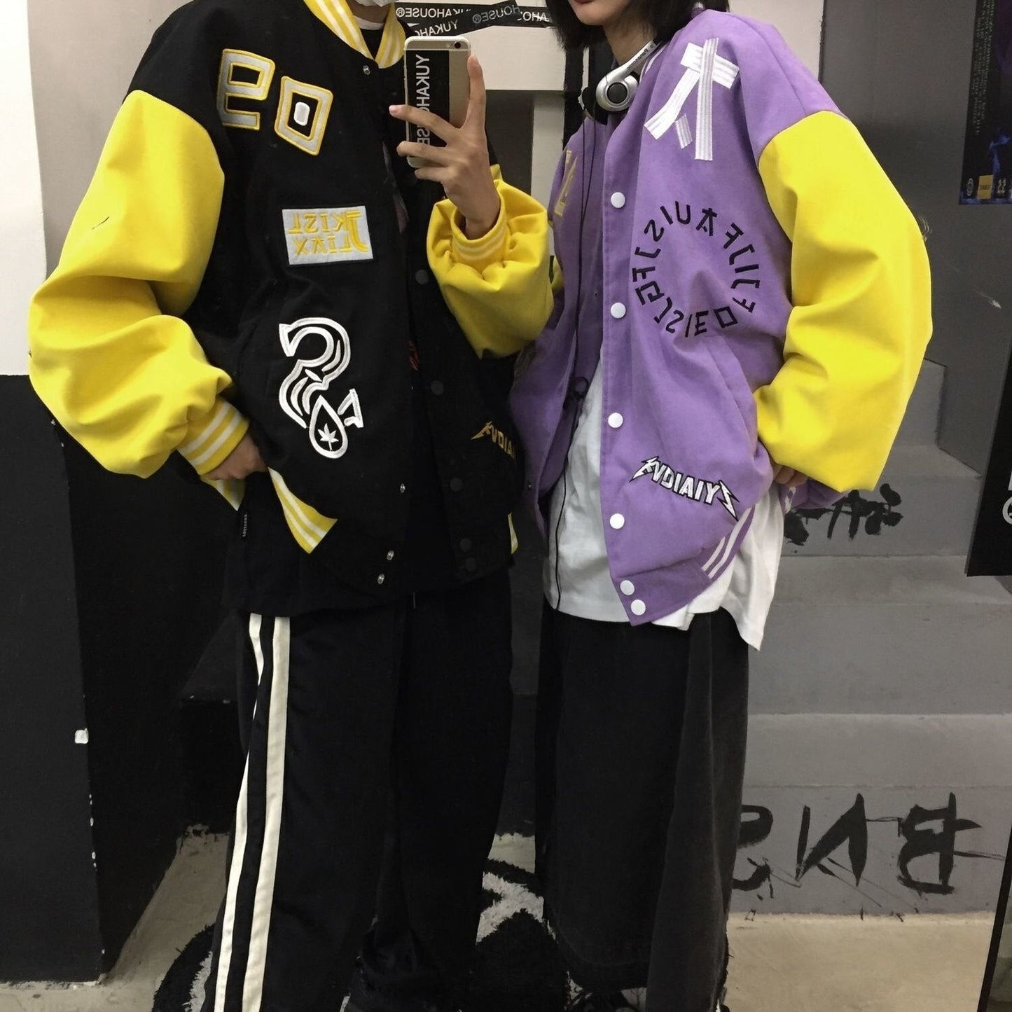 flowersverse America Bomber Baseball Jacket Purple Embroidery Letter Female Men Jacket Women Harajuku Plus Size Streetwear Outerwear Goth