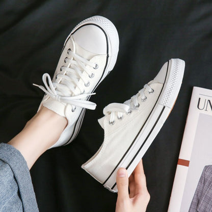 flowersverse  Low-cut Canvas Shoes for Women  Autumn New Fashion Vulcanized Shoes female Flats Casual Sneakers Lace-Up Little White Shoes