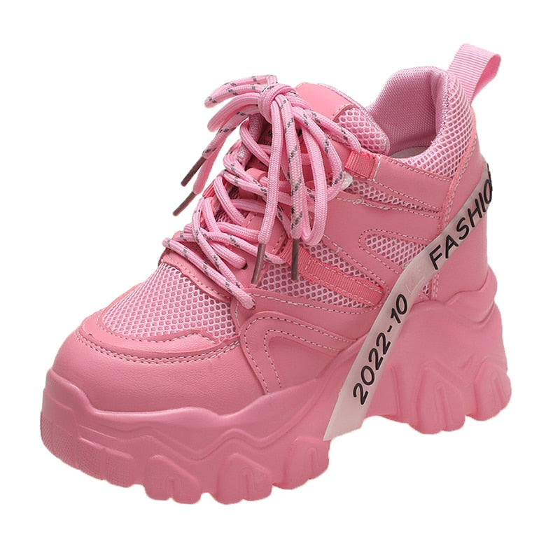 flowersverse Christmas Gift Spring Autumn Fashion Women Sneakers Chunky Breathable Mesh Casual Shoes Wedge Heels Platform Shoes Sports Dad Shoes