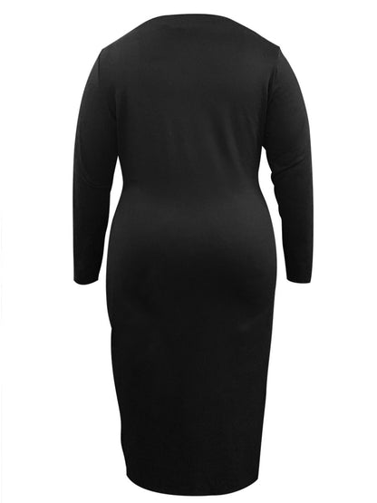 flowersverse BASICS Plus Size Bandage Design Split Bodycon Dress AR8031