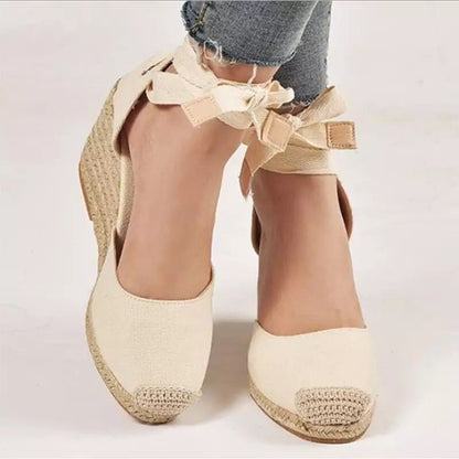 flowersverse Women's Espadrille Ankle Strap Sandals Comfortable Slippers Ladies Womens Casual Shoes Breathable Flax Hemp Canvas Pumps