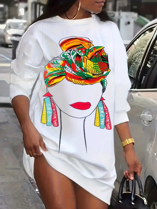 flowersverse Africa Figure Print Sweat Dress BO5015