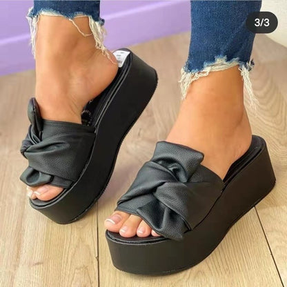 Back to school outfit flowersverse Summer Platform Sandals For Women Fashion Hemp Wedges Slippers Thick Sole Open Toe Outdoor Beach Woman Walking Shoes