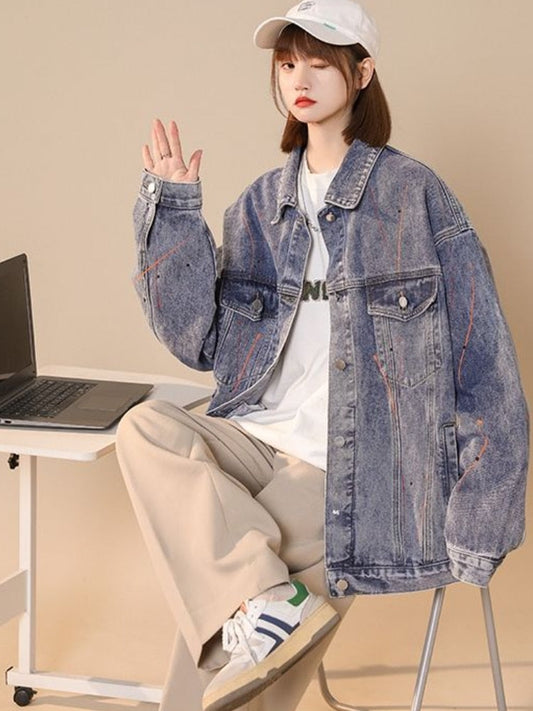 flowersverse Basic Jackets Women Cool Streetwear Spring All-Match College Teen Loose BF Stylish Young Ladies Fashion Hot Sale Casual Ulzzang