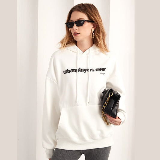 flowersverse Black White Fleece Oversized Streetwear Hoodies Women Hooded Sweatshirt Designer Vintage Pullover Tracksuit Hoodies For Women