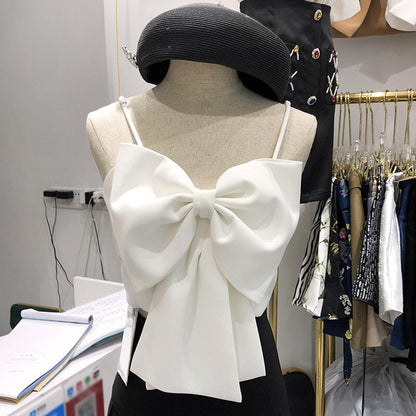 flowersverse Back to school outfit Women Fashion Top Spring Summer New Bow-Knot Vest Sexy Suspender Female Wild Thin Outer Wear Sleeveless Tanks