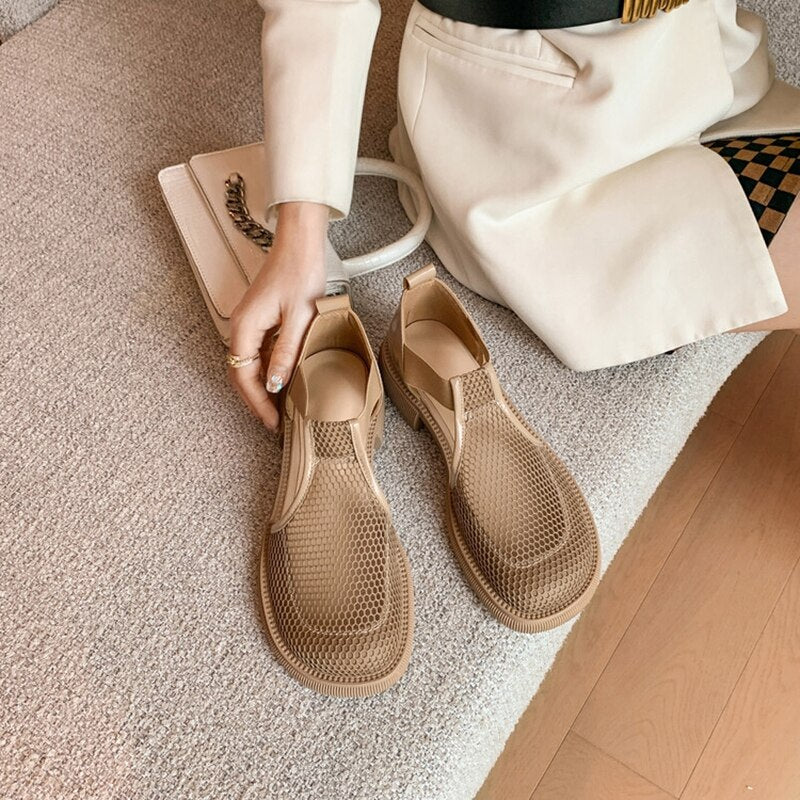 flowersverse Summer Women Sandals Fashion Casual Buckle Strap Summer Shoes Patent Leather Shoes for Women Casual Air Mesh Women Shoes