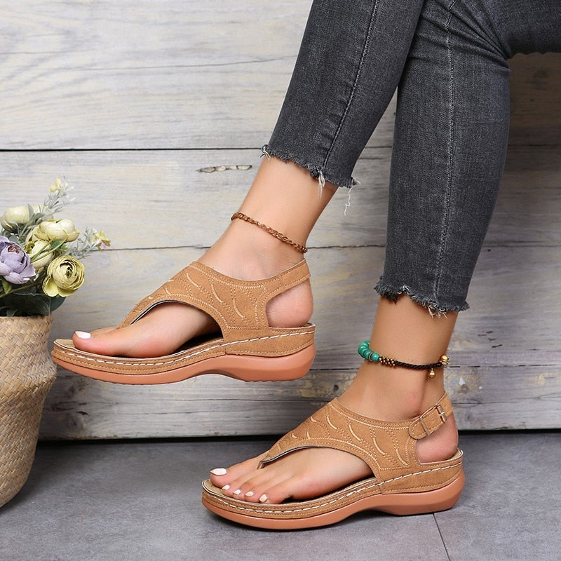 Back to school outfit flowersverse  flowersverse Summer Oxford Women Sandals Flats Slippers Pu Leather Flip Flops Belt Buckle Female Shoes  New Rome Fashion Women Slides