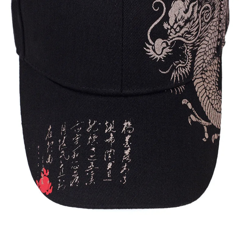 flowersverse-Dragon Pattern Men's Trendy Handsome Peaked Cap Cool Hip Hop Baseball Hat