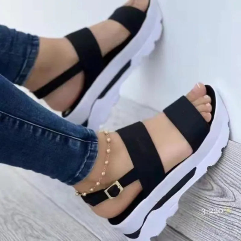 flowersverse-Women Comfortable Outdoor Sandals Casual Plus Size Slippers Round on Plus Size Wedge Shoes Sandalias Mujer