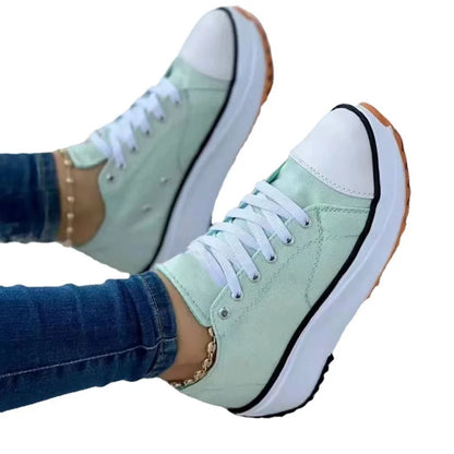 flowersverse New Spring autumn Women Sneakers Platform Shoes Female Lace-Up Casual Canvas Shoes Ladies Running Sports Shoes Woman trainer 43