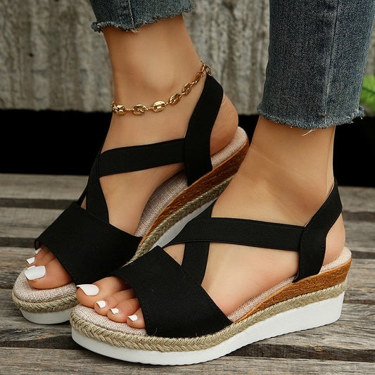 flowersverse Fashion Summer Wedge Sandals for Women Lightweight Platform Gladiator Shoes Woman Plus Size Non Slip Casual Sandalias Mujer