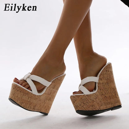 flowersverse Summer Outdoor Fashion Brand Peep Toe Platform Slippers High Quality Sandals Women Wedges Heels Ladies Leisure Shoes