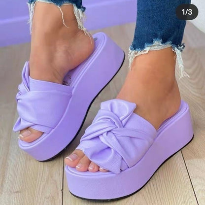 Back to school outfit flowersverse Summer Platform Sandals For Women Fashion Hemp Wedges Slippers Thick Sole Open Toe Outdoor Beach Woman Walking Shoes