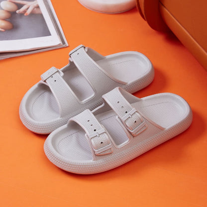 flowersverse Fashion Buckle Thick Platform Slippers Women Home Soft Sole eva Cloud Slides Sandals Woman  Summer Non Slip Beach Flip Flops