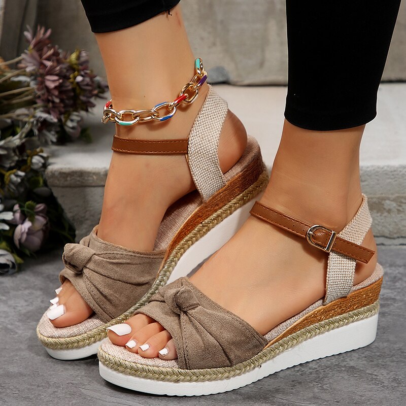 flowersverse Women's Espadrilles Platform Sandals Casual Ankle Strap Wedge Sandles for Women Summer  Thick Sole Gladiator Sandalias Mujer