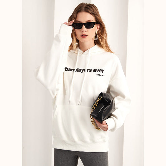 flowersverse Black White Fleece Oversized Streetwear Hoodies Women Hooded Sweatshirt Designer Vintage Pullover Tracksuit Hoodies For Women