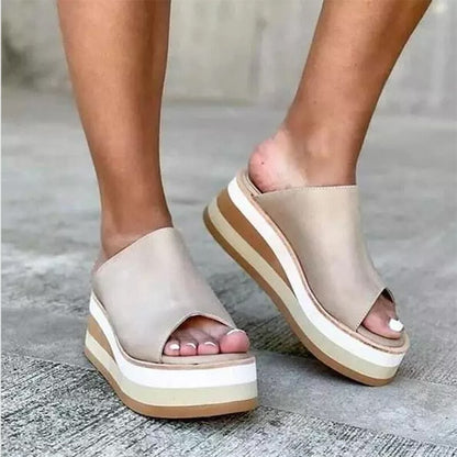 flowersverse Summer Women Slippers Footwear Leather Sneaker Beach Female Platform White Sandals Slides Woman Wedge Flip Flops