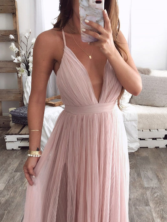 Graduation Gift Big Sale Mesh backless pink lace women blue party long dress summer Elegant v-neck even maxi dresses   split long vestido