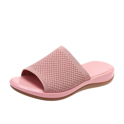 flowersverse  New Summer Flying Woven Flat Non-slip Casual Breathable Outdoor Beach Comfortable Women's Slippers or Indoor Home Shoes