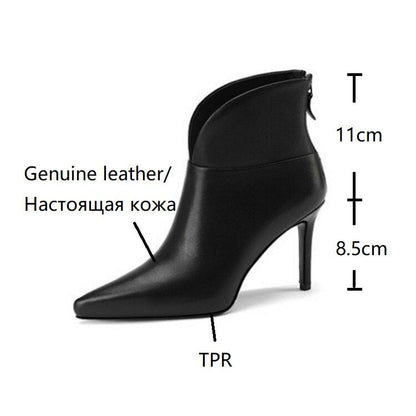 flowersverse Fall Shoes Women Genuine Leather Pointed Toe Ankle Boots Super High Heel Women Shoes Elegant Thin Heels Fashion Women Shoes