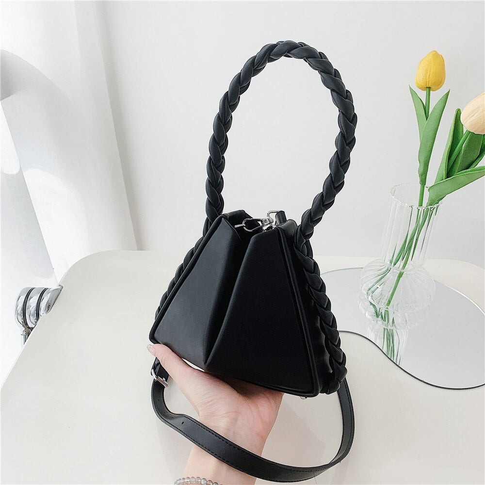 flowersverse Back to school Braided Handle Triangular Designer Mini Women Handbags Trends Summer Fashion Unique Ladies Shoulder Crossbody Bags