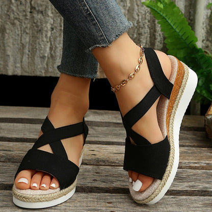 flowersverse Fashion Summer Wedge Sandals for Women Lightweight Platform Gladiator Shoes Woman Plus Size Non Slip Casual Sandalias Mujer