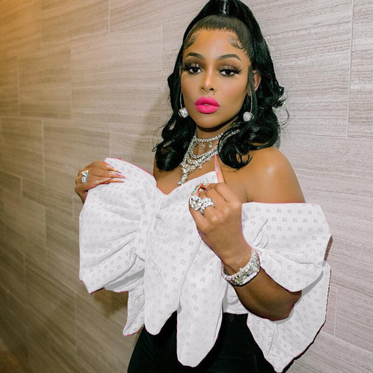 flowersverse Big Bow Crop Tube Cute Top  Women Clothes Pink Bowknot Tops Strapless T Shirt Party Club Elegant Luxury Chic Outfit