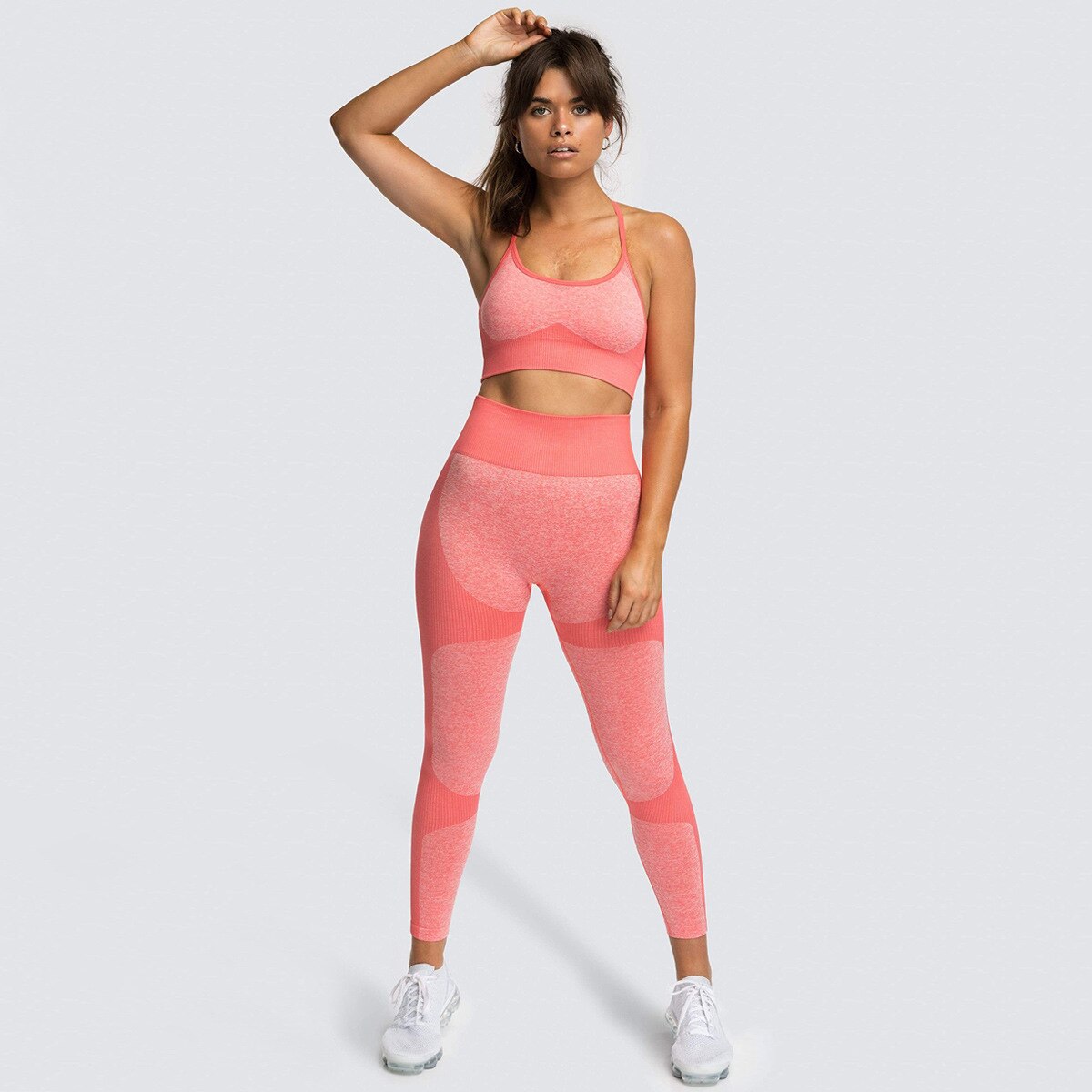 flowersverse Seamless Women Yoga Set Workout Shirts Sport Pants Bra Gym Suits Fitness Shorts Crop Top High Waist Running Leggings Sports Sets