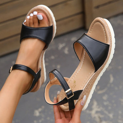 flowersverse Lightweidght Wedge Sandals for Women Summer  Buckle Strap Platform Sandles Woman Thick Sole Non Slip Casual Sandalias Mujer