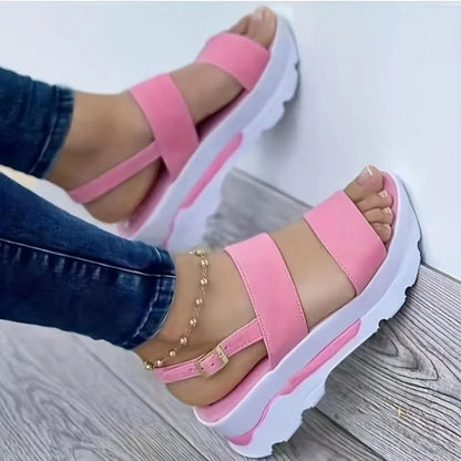 flowersverse-Women Comfortable Outdoor Sandals Casual Plus Size Slippers Round on Plus Size Wedge Shoes Sandalias Mujer