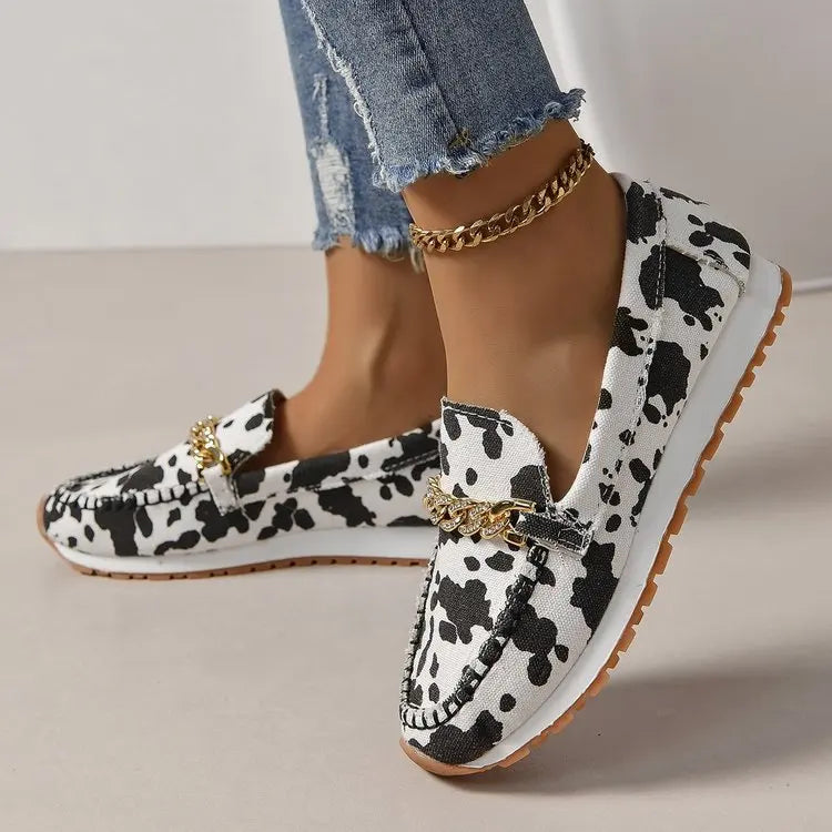 flowersverse-35-43 Plus Size Women Casual Slip on Loafers Autumn Non-slip Soft Shoes Female Leopard Print Comfortable Sneakers Woman Shoes