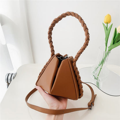 flowersverse Back to school Braided Handle Triangular Designer Mini Women Handbags Trends Summer Fashion Unique Ladies Shoulder Crossbody Bags