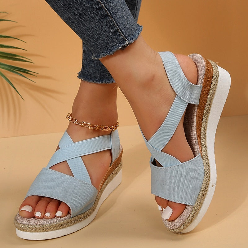 flowersverse Fashion Summer Wedge Sandals for Women Lightweight Platform Gladiator Shoes Woman Plus Size Non Slip Casual Sandalias Mujer