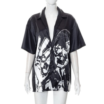 flowersverse Black Long Top T Shirt Y2K Streetswear Fall Clothing Women Graphic Tops Fashion Blouse Sweatshirt Trending Product